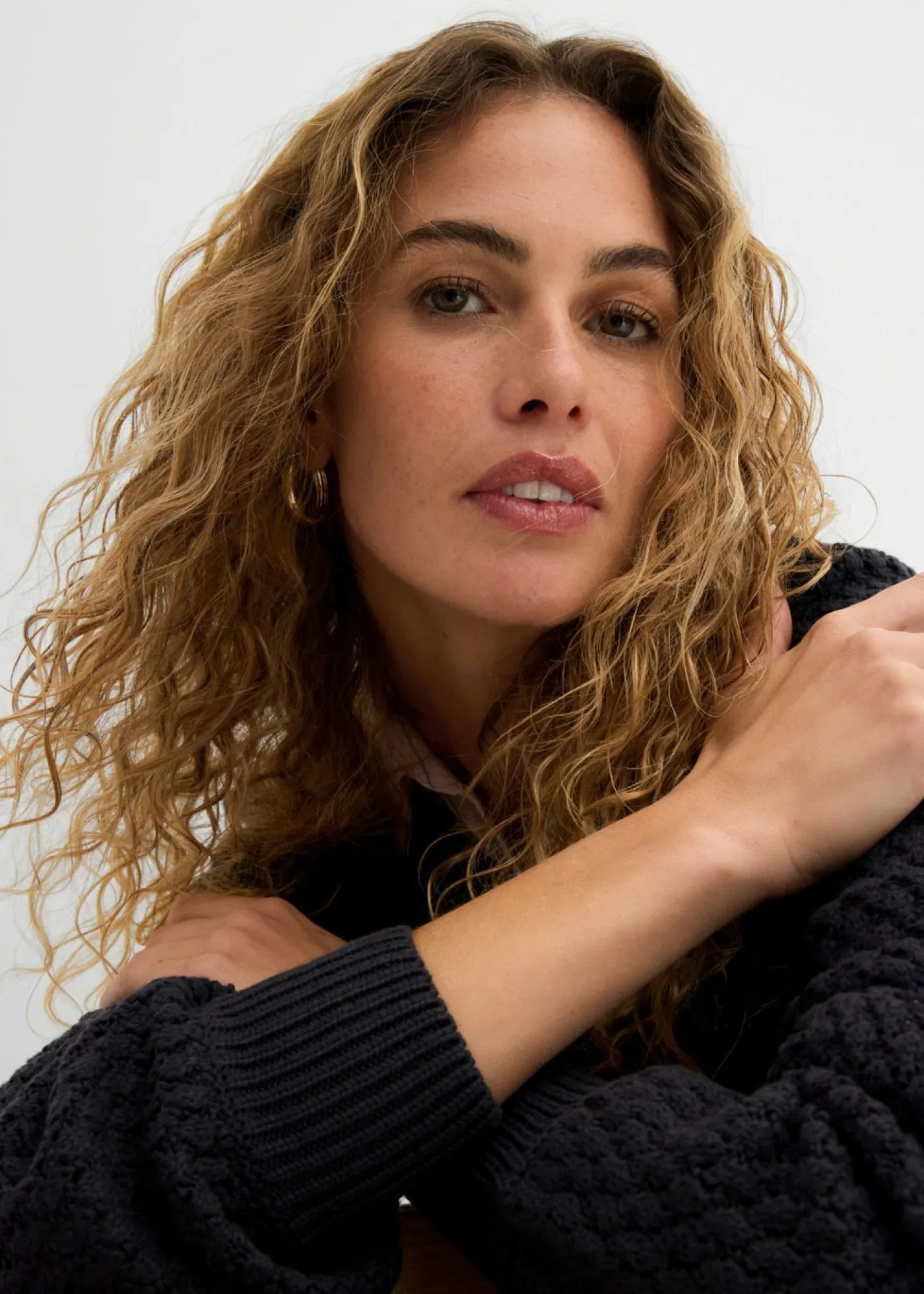 bonprix bonprix Ropa De Punto|Jerséis>Jersey de mezcla de algodón con punto estructurado Azul oscuro