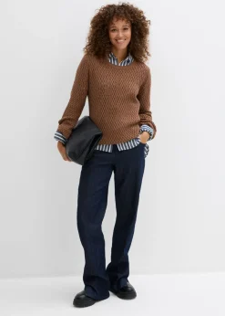 Mujer bonprix bonprix Jersey de mezcla de algodón con punto estructurado