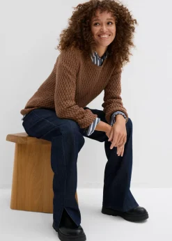 Mujer bonprix bonprix Jersey de mezcla de algodón con punto estructurado