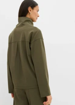 Mujer bonprix bonprix Jersey de mezcla de viscosa con cuello troyer