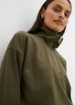 Mujer bonprix bonprix Jersey de mezcla de viscosa con cuello troyer