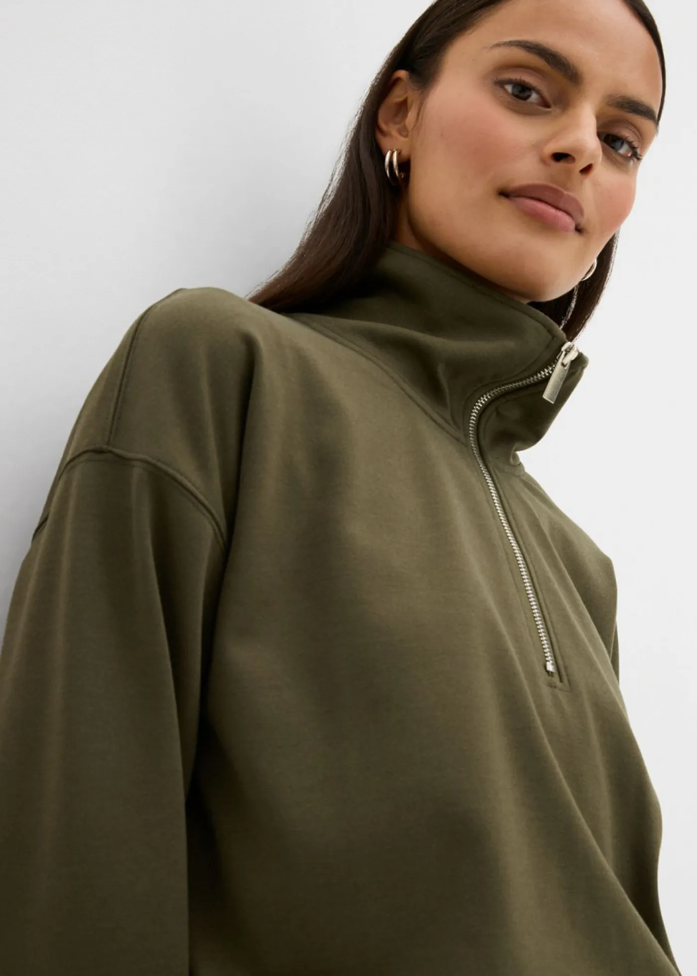 Mujer bonprix bonprix Jersey de mezcla de viscosa con cuello troyer