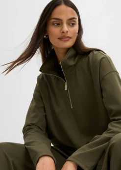 Mujer bonprix bonprix Jersey de mezcla de viscosa con cuello troyer