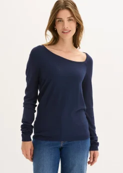 bonprix bonprix Jerséis|Ropa De Punto>Jersey de mezcla de viscosa fluida Azul marino