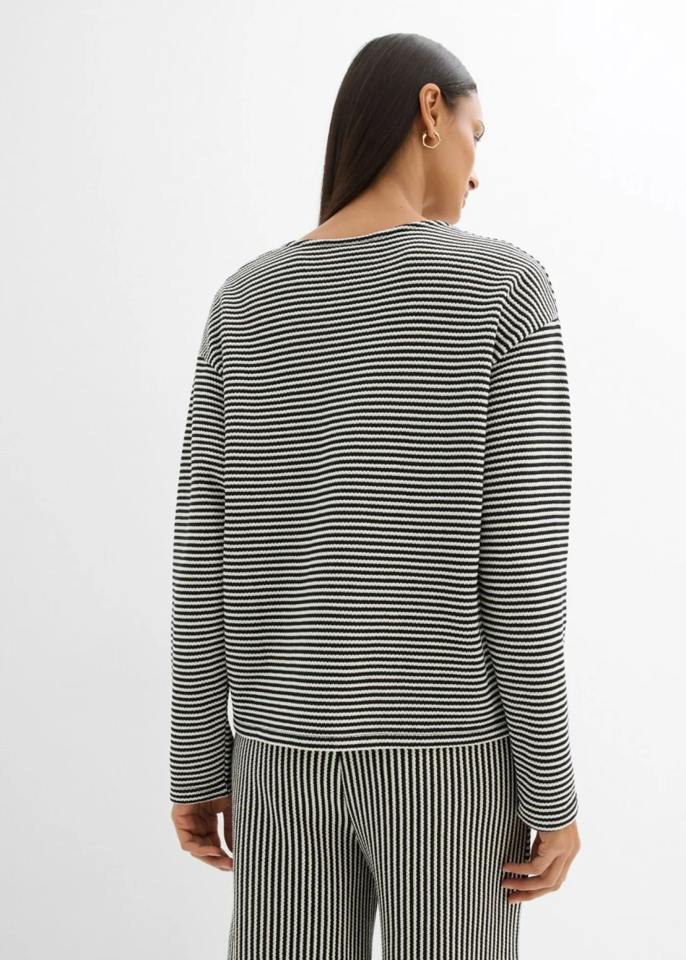 bonprix bonprix Jerséis|Ropa De Punto>Jersey de punto negro-blanco lana con rayas