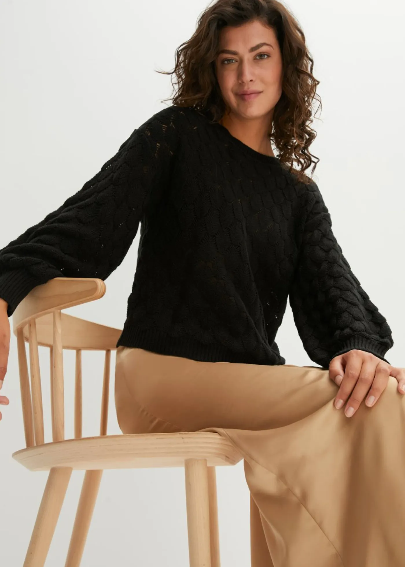 bonprix bonprix Jerséis|Ropa De Punto>Jersey de punto ajour Negro