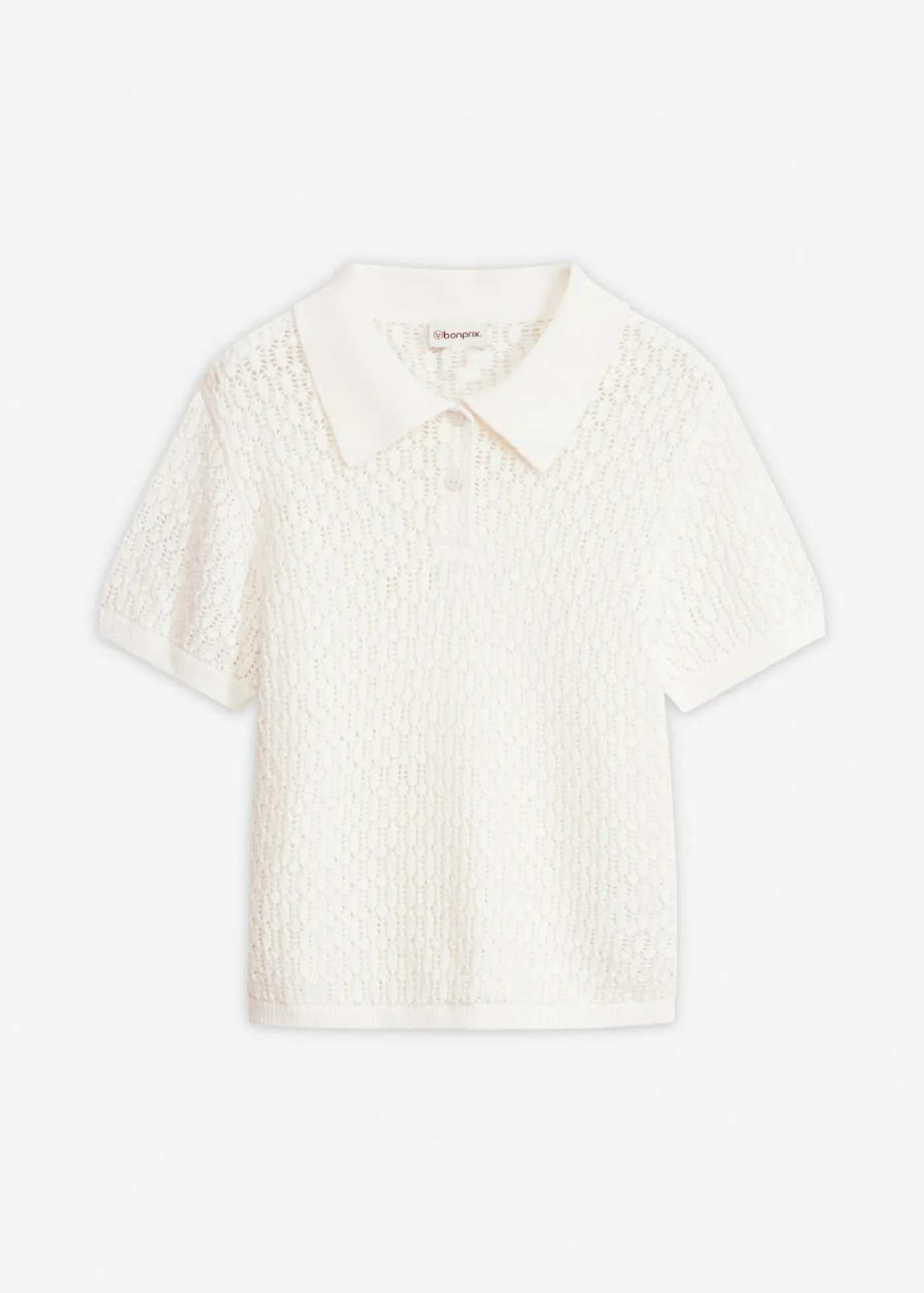 bonprix bonprix Camisetas|Novedades>Jersey de punto ajour de algodón puro Blanco lana