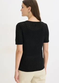 Mujer bonprix bonprix Jersey de punto ajour de mezcla de algodón