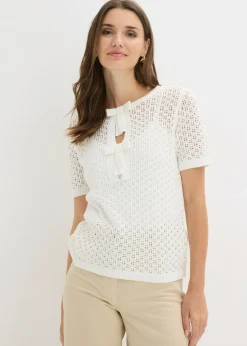 Mujer bonprix bonprix Jersey de punto ajour de mezcla de algodón