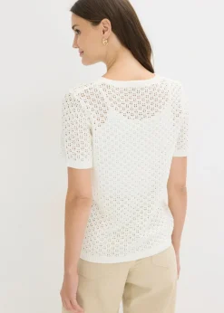 Mujer bonprix bonprix Jersey de punto ajour de mezcla de algodón