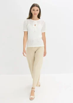 Mujer bonprix bonprix Jersey de punto ajour de mezcla de algodón