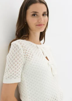 Mujer bonprix bonprix Jersey de punto ajour de mezcla de algodón