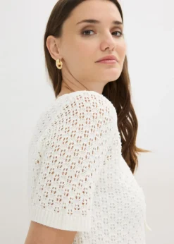 Mujer bonprix bonprix Jersey de punto ajour de mezcla de algodón