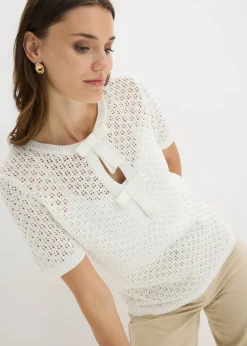 Mujer bonprix bonprix Jersey de punto ajour de mezcla de algodón