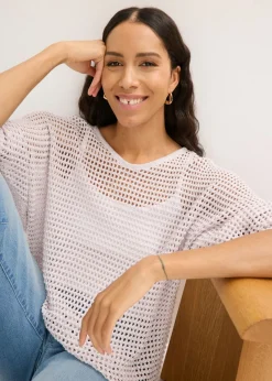 Mujer bonprix bonprix Jersey de punto ajour de mezcla de viscosa