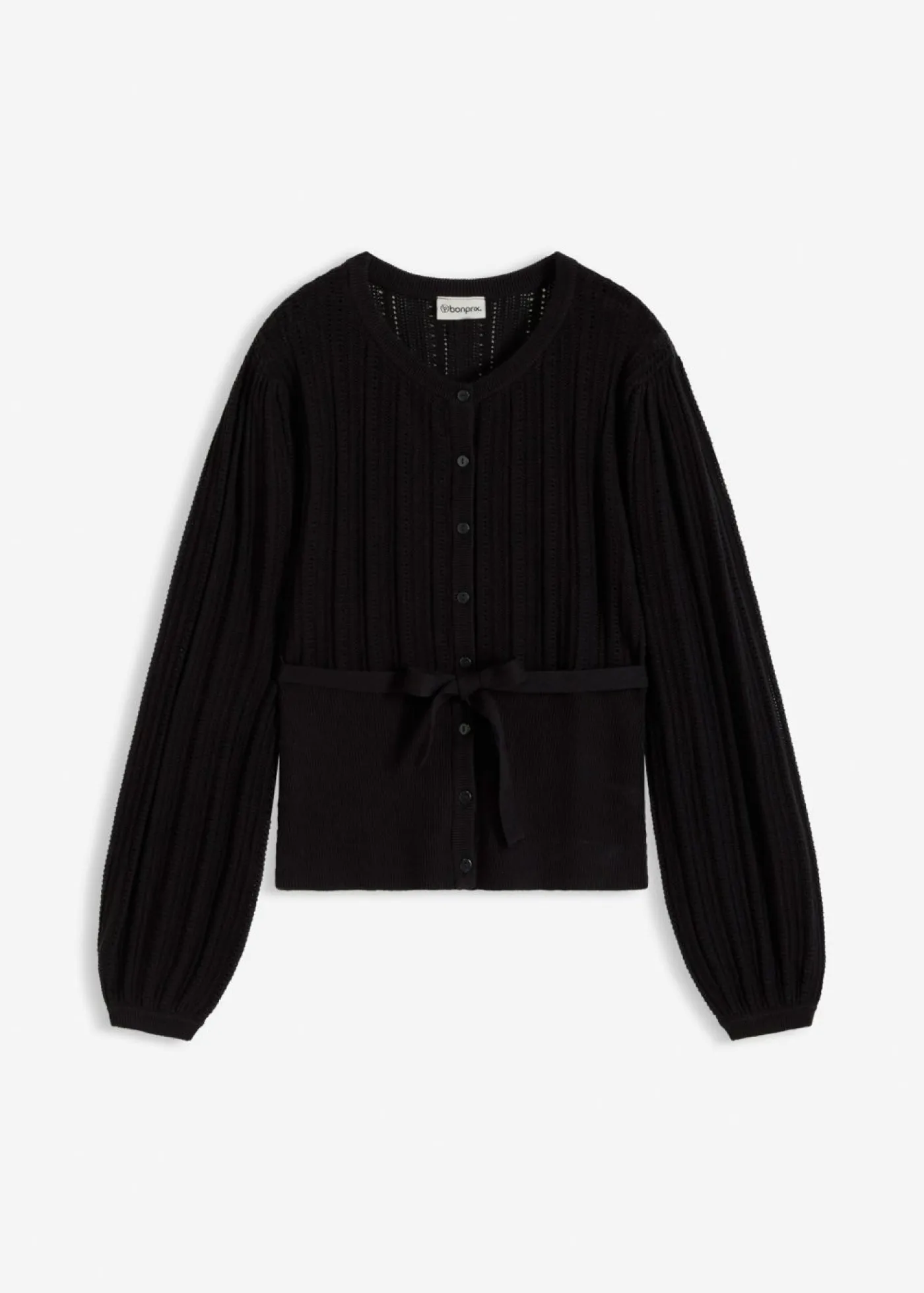 bonprix bonprix Jerséis|Novedades>Jersey de punto ajour en mezcla de algodón Negro