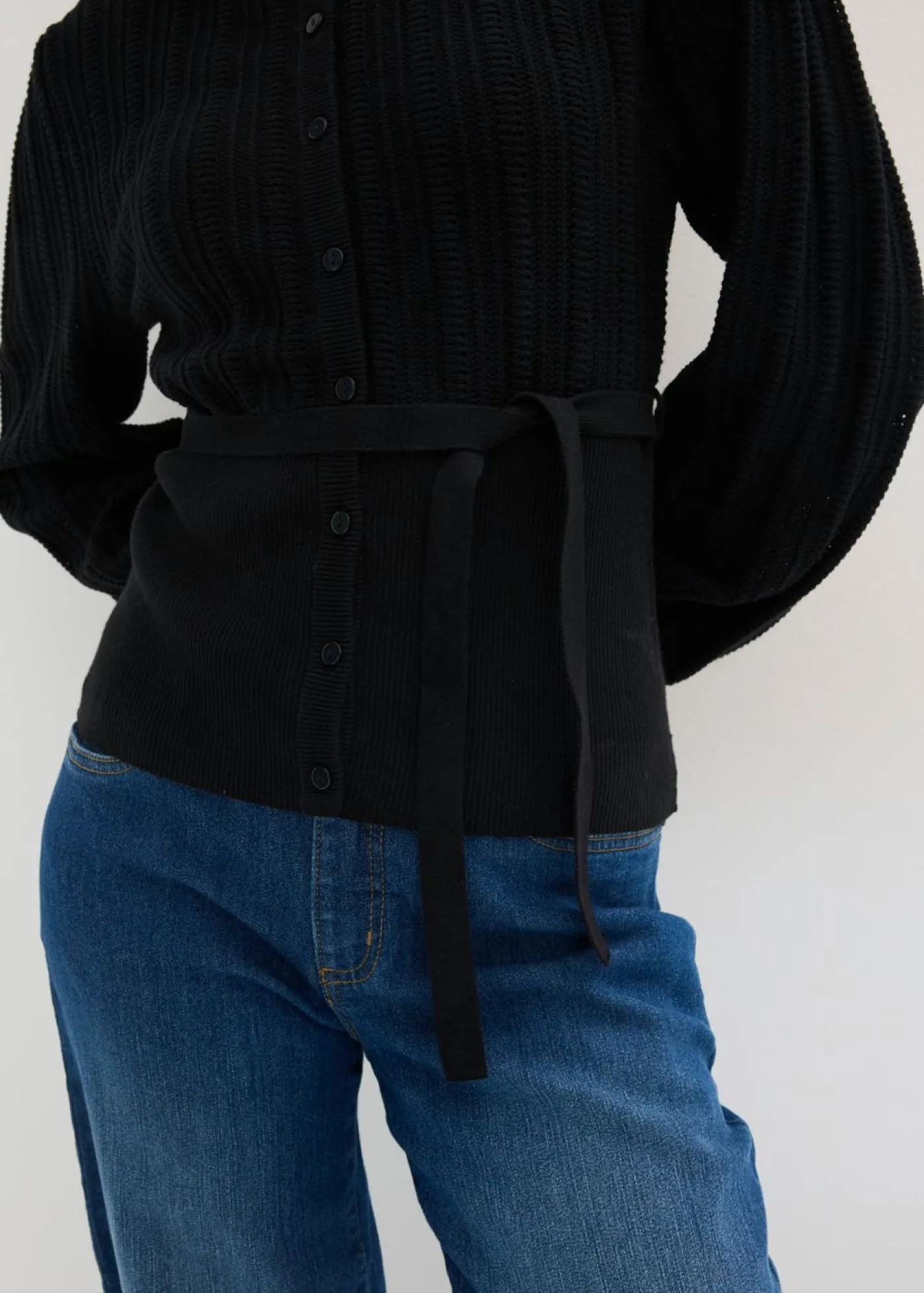 bonprix bonprix Jerséis|Novedades>Jersey de punto ajour en mezcla de algodón Negro