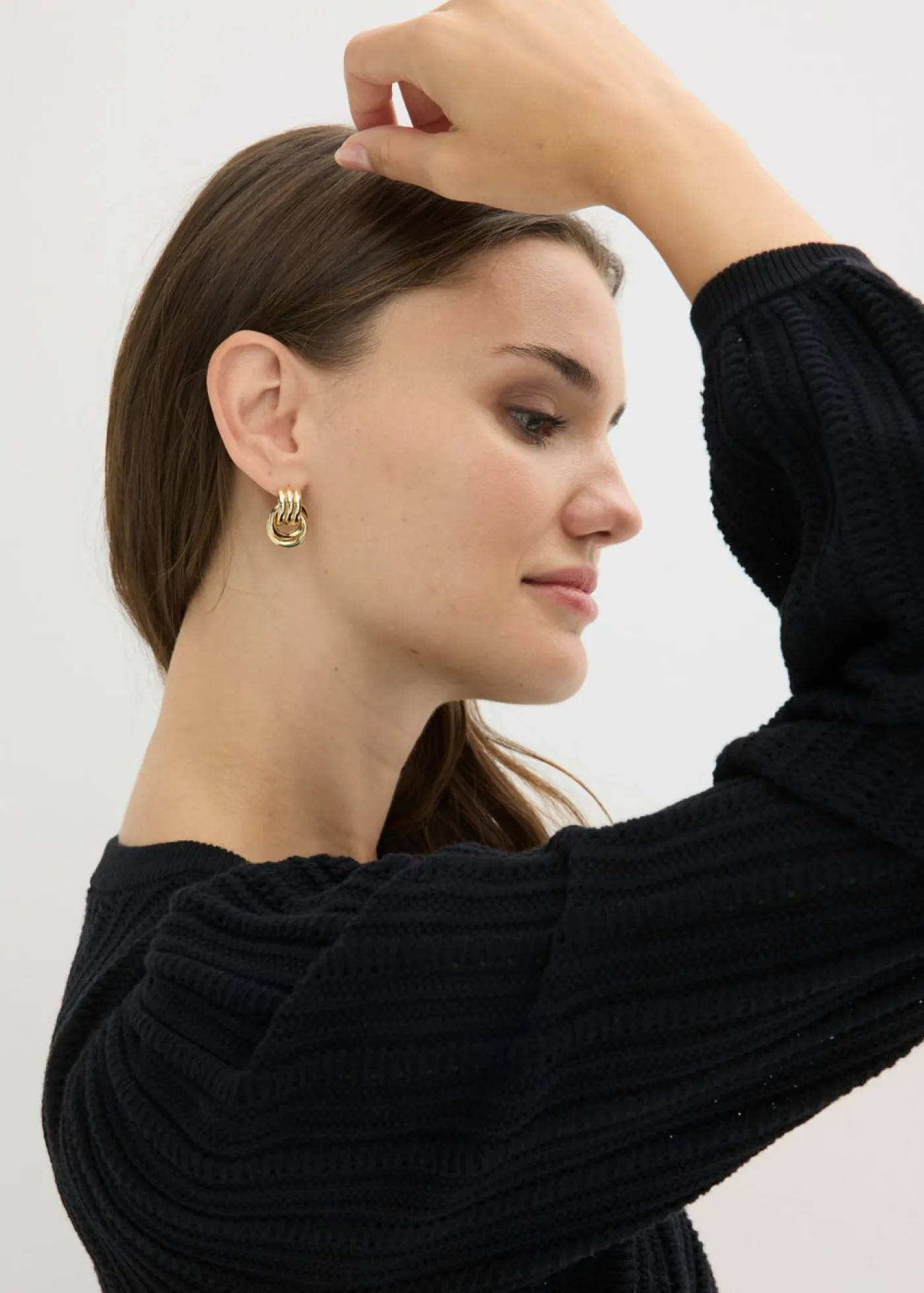 bonprix bonprix Jerséis|Novedades>Jersey de punto ajour en mezcla de algodón Negro