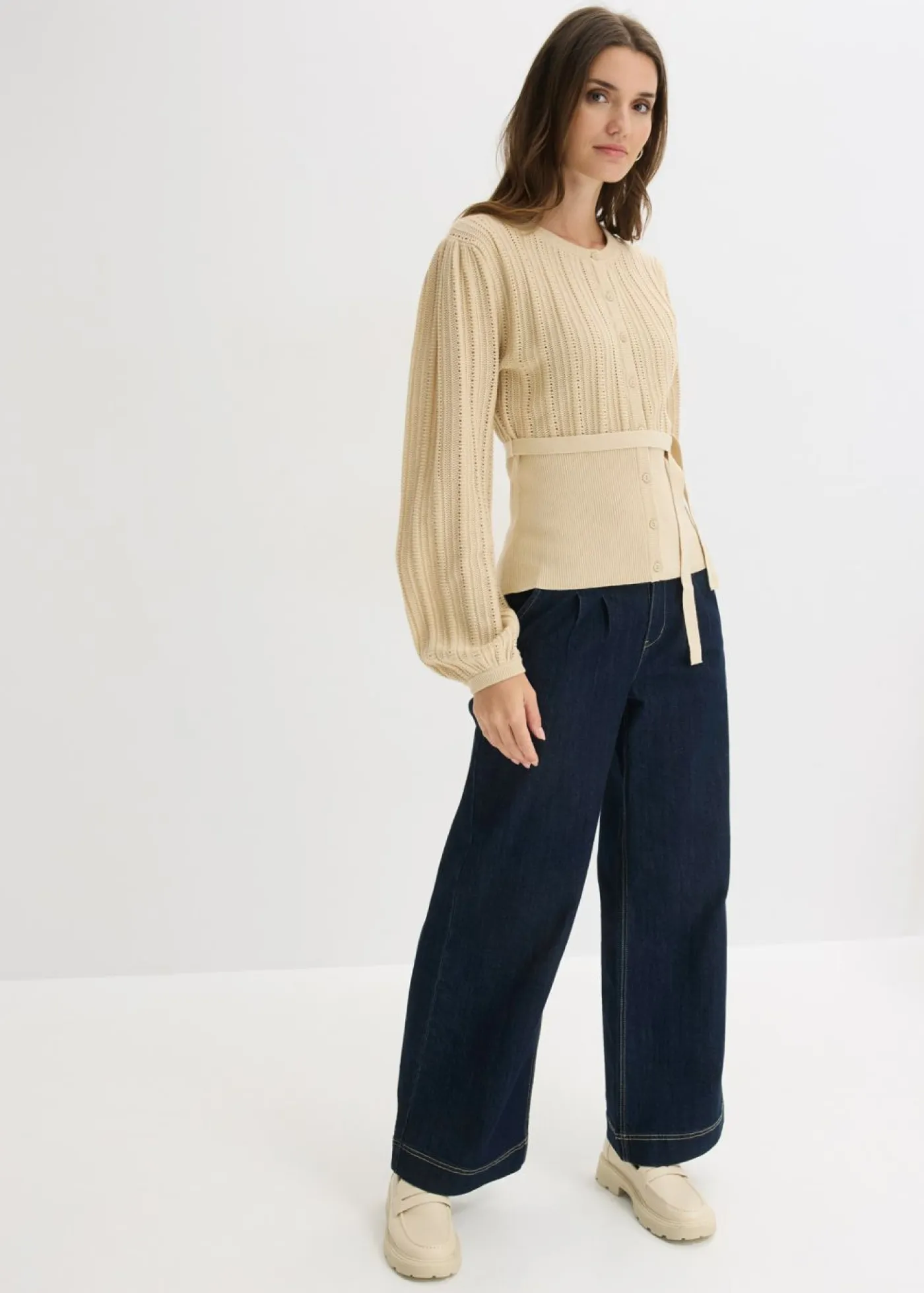 Mujer bonprix bonprix Jersey de punto ajour en mezcla de algodón