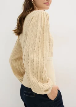 Mujer bonprix bonprix Jersey de punto ajour en mezcla de algodón