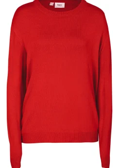bonprix bonprix Básicos|Jerséis>Jersey de punto con cuello redondo rojo lava