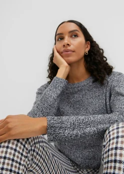 Mujer bonprix bonprix Jersey de punto con cuello redondo jaspeado