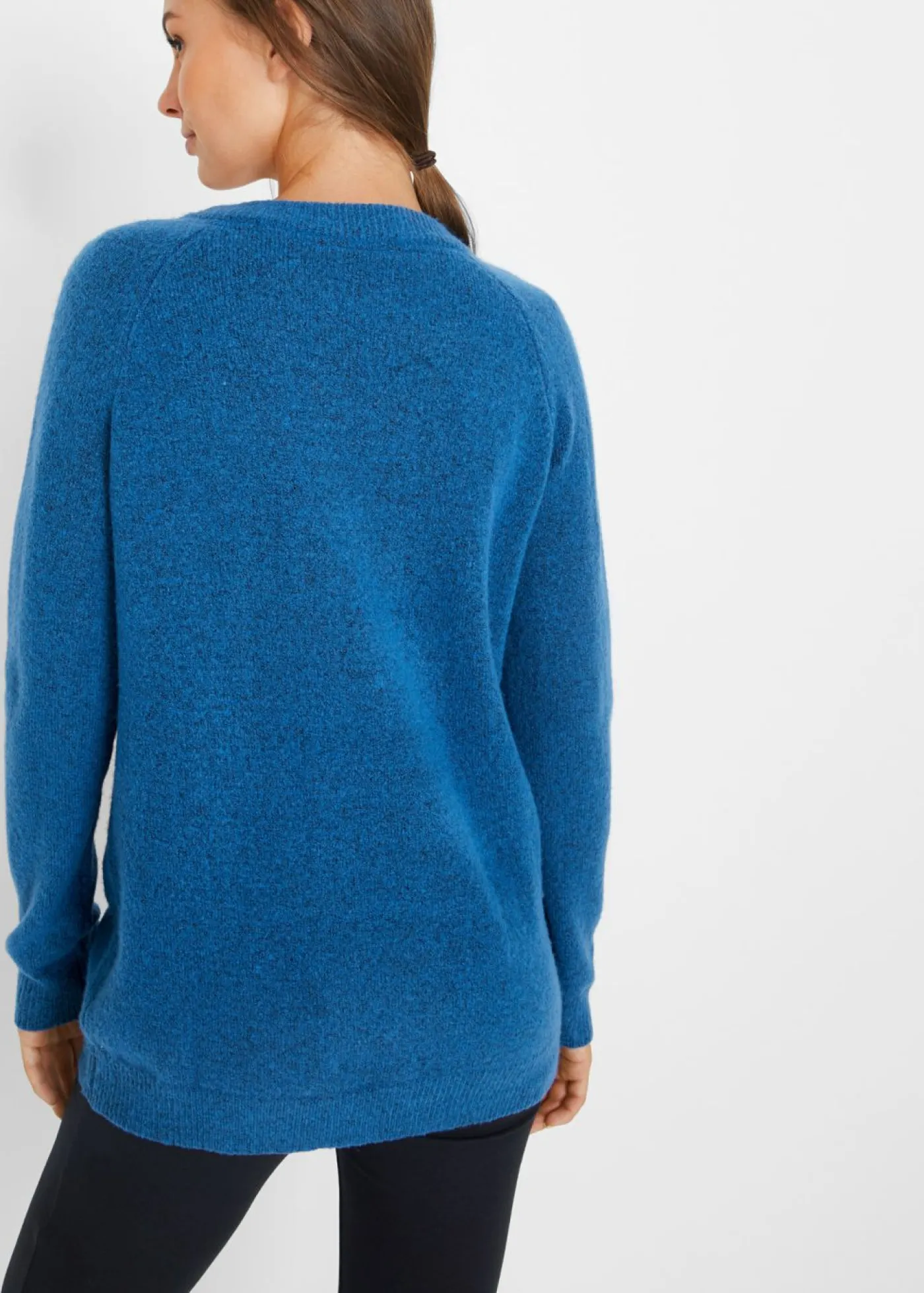 bonprix bonprix Jerséis|Ropa De Punto>Jersey de punto con cuello en V, de corte oversize Azul polar