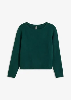 bonprix bonprix Jerséis|Ropa De Punto>Jersey de punto con escote barco Verde bosque