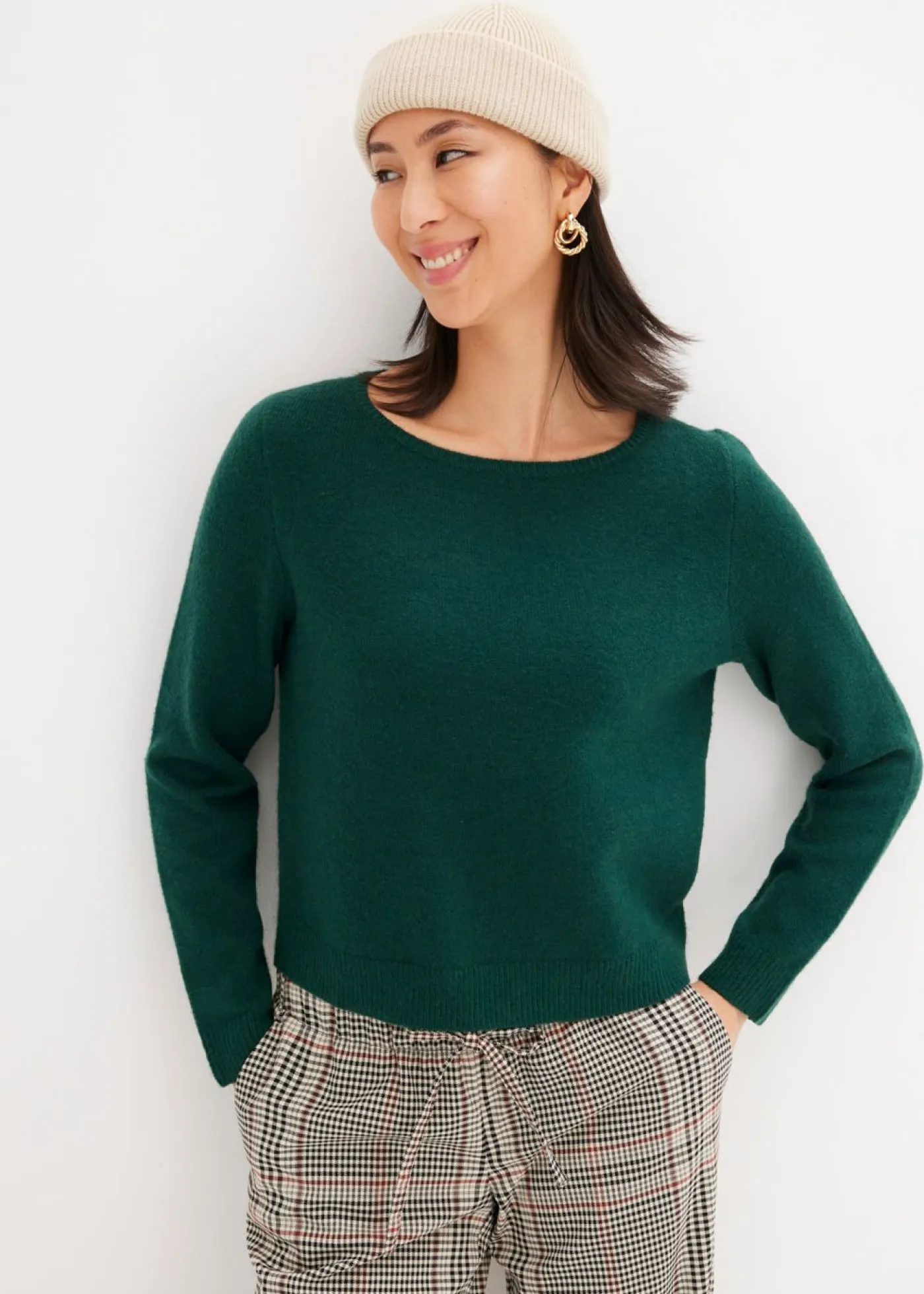bonprix bonprix Jerséis|Ropa De Punto>Jersey de punto con escote barco Verde bosque