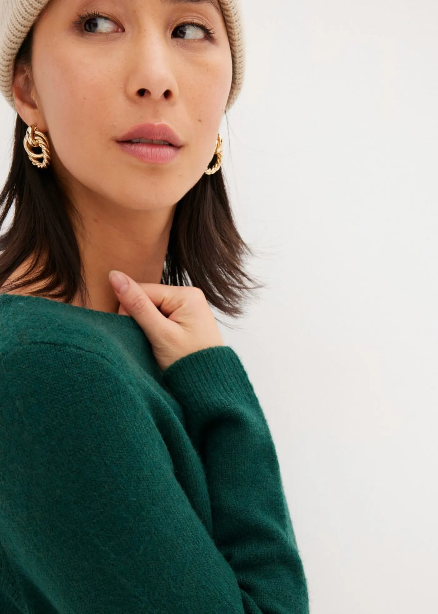 bonprix bonprix Jerséis|Ropa De Punto>Jersey de punto con escote barco Verde bosque