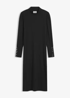 bonprix bonprix Vestidos>Jersey de punto de canalé de mezcla de viscosa Negro