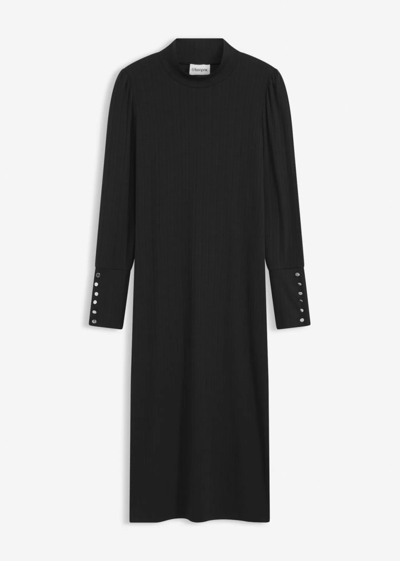 bonprix bonprix Vestidos>Jersey de punto de canalé de mezcla de viscosa Negro