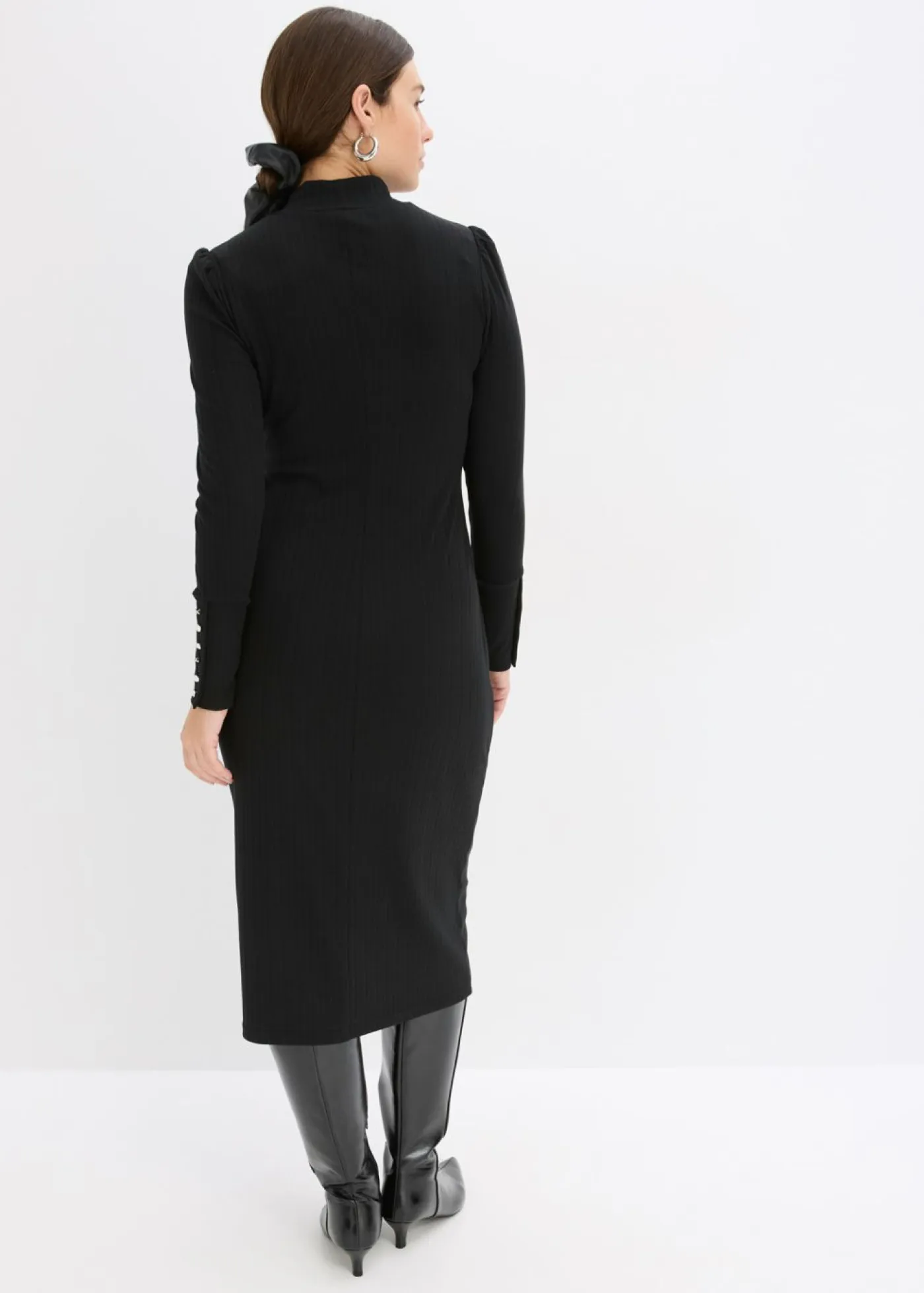 bonprix bonprix Vestidos>Jersey de punto de canalé de mezcla de viscosa Negro