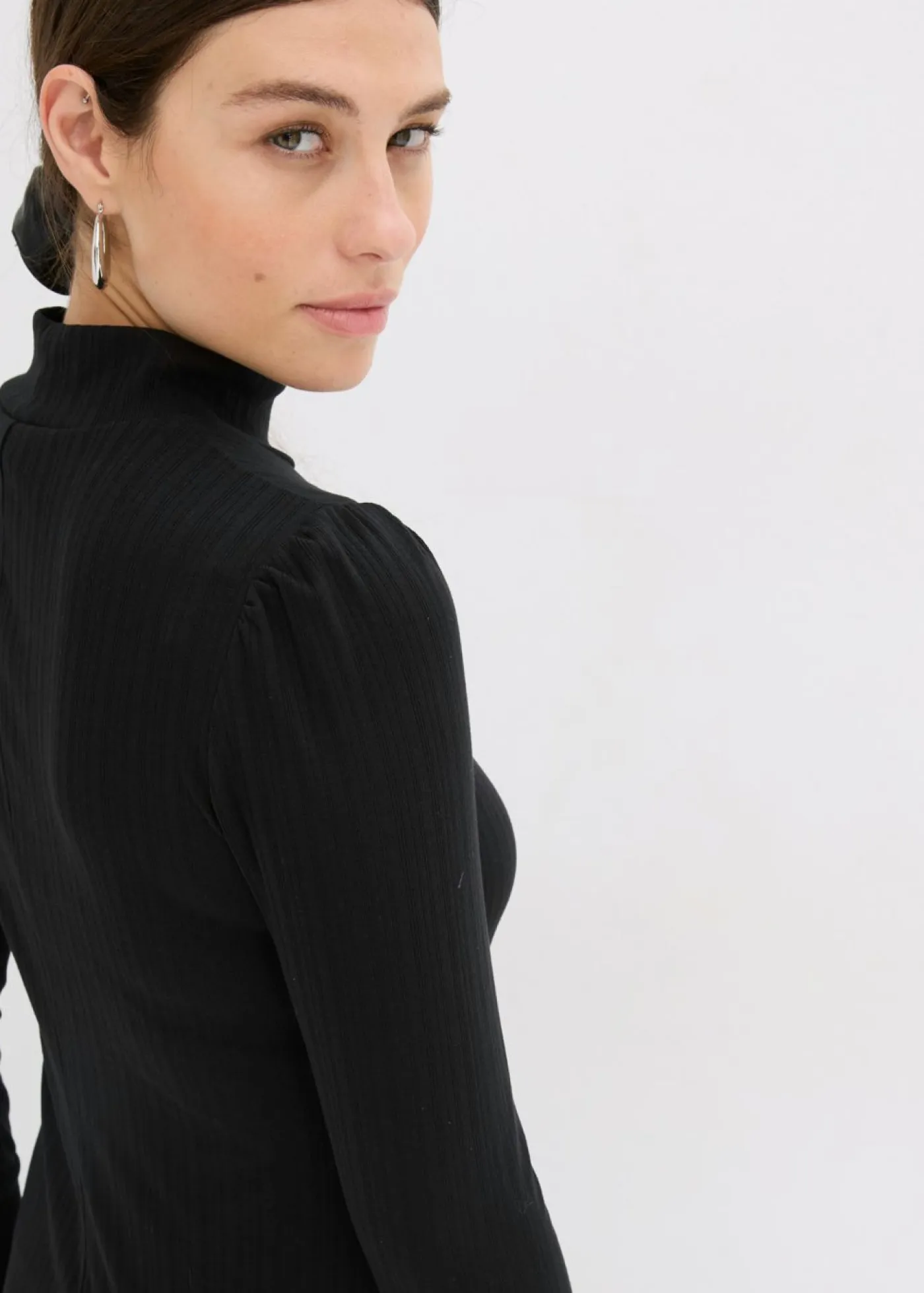 bonprix bonprix Vestidos>Jersey de punto de canalé de mezcla de viscosa Negro