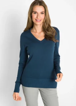 bonprix bonprix Básicos|Jerséis>Jersey de punto fino Azul marino