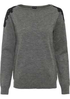bonprix bonprix Jerséis|Ropa De Punto>Jersey de punto fino gris moteado