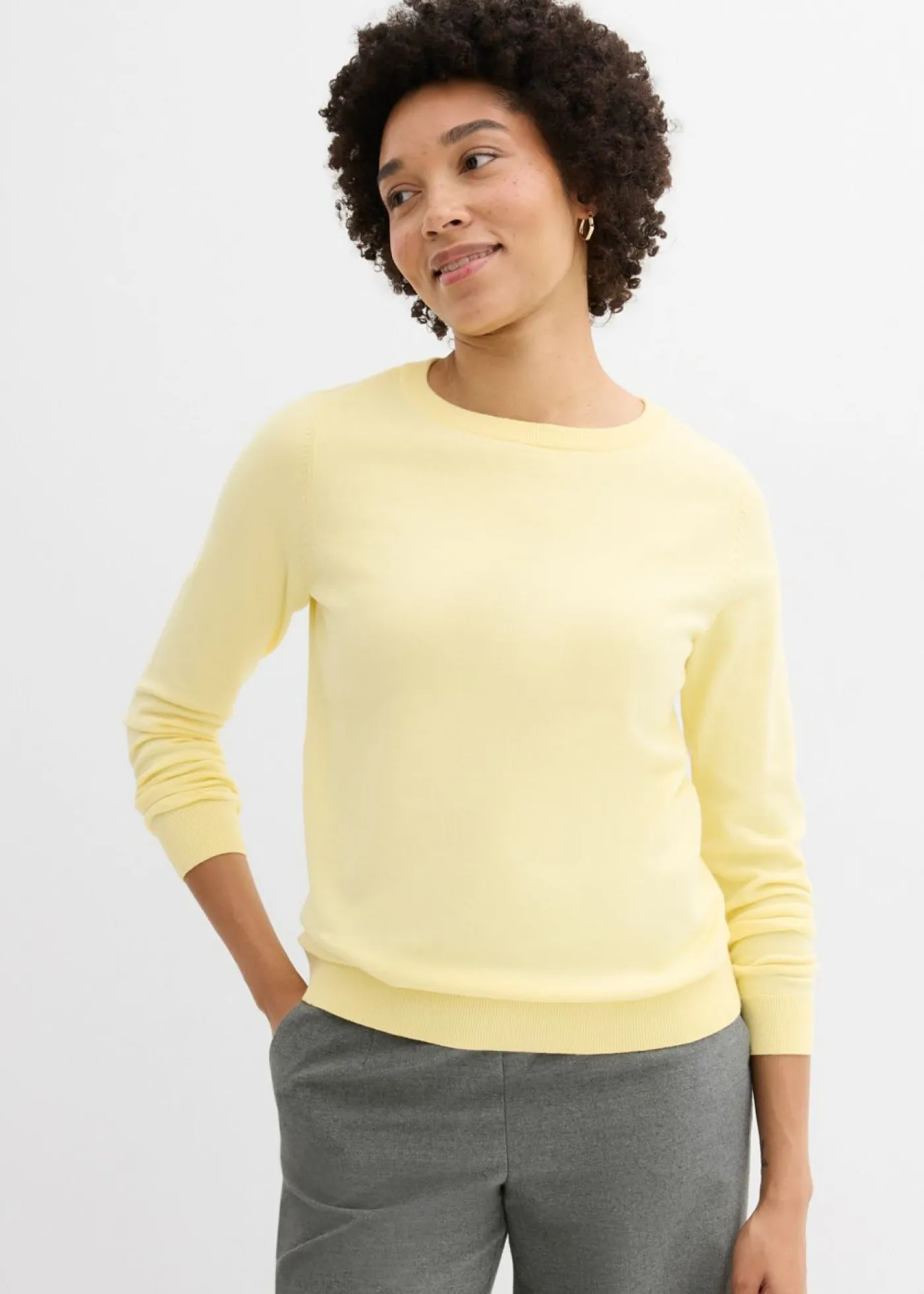 bonprix bonprix Básicos|Jerséis>Jersey de punto fino Amarillo claro