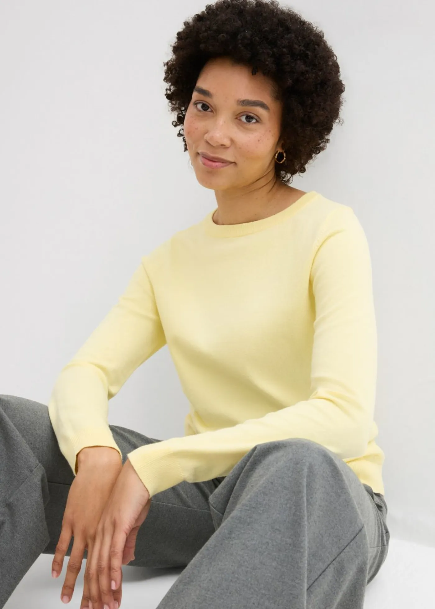 bonprix bonprix Básicos|Jerséis>Jersey de punto fino Amarillo claro