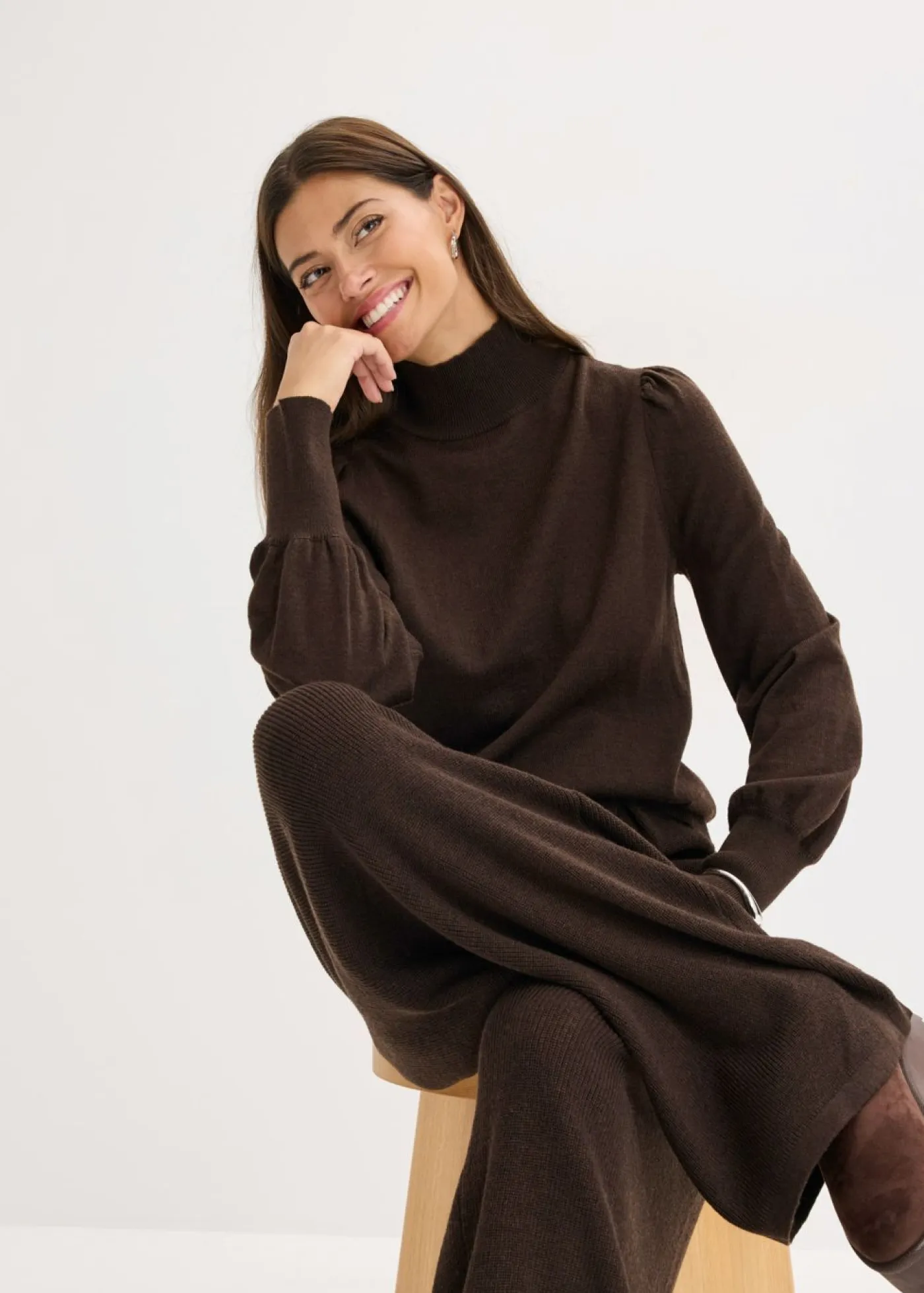 bonprix bonprix Jerséis|Ropa De Punto>Jersey de punto fino marrón oscuro moteado