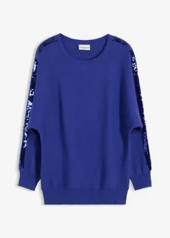 bonprix bonprix Jerséis|Ropa De Punto>Jersey de punto fino con lentejuelas Azul zafiro