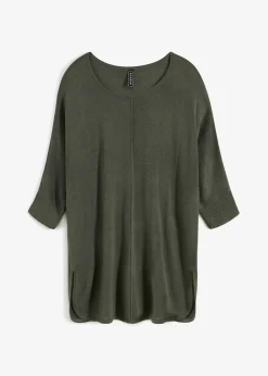 bonprix bonprix Jerséis|Ropa De Punto>Jersey de punto fino con mangas 3/4 Verde eucalipto