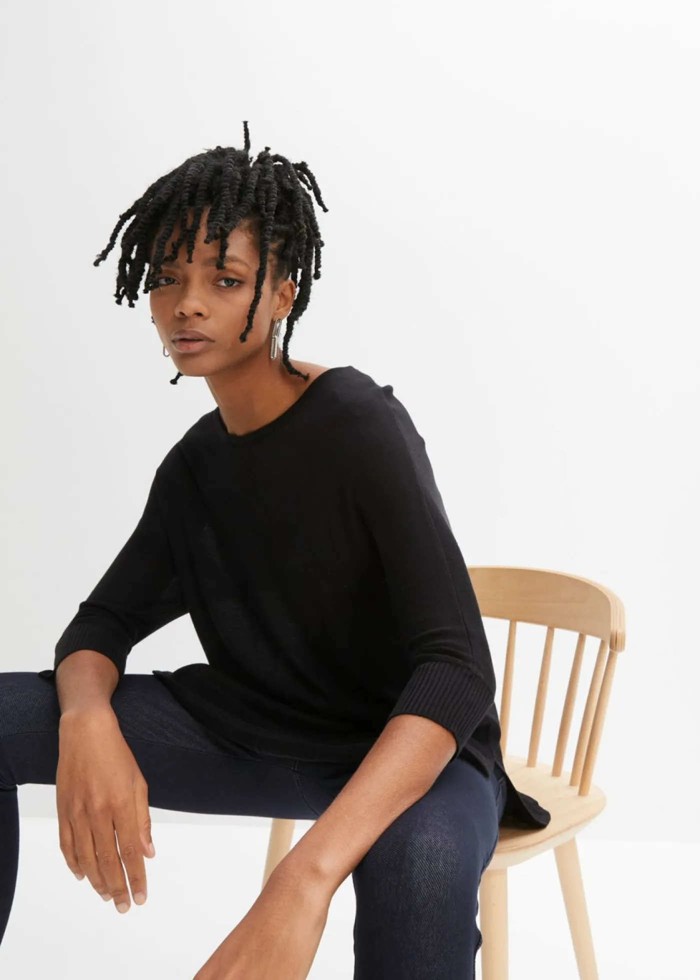 Mujer bonprix bonprix Jersey de punto fino con mangas 3/4