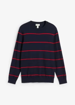 bonprix bonprix Jerséis Y Cárdigans>Jersey de punto fino con corte regular azul marino/rojo de rayas