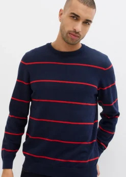bonprix bonprix Jerséis Y Cárdigans>Jersey de punto fino con corte regular azul marino/rojo de rayas