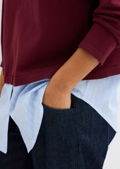 Mujer bonprix bonprix Jersey de punto fino con inserto de blusa