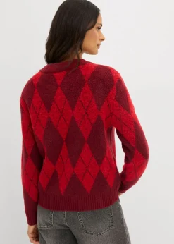 Mujer bonprix bonprix Jersey de punto fino con estampado a cuadros