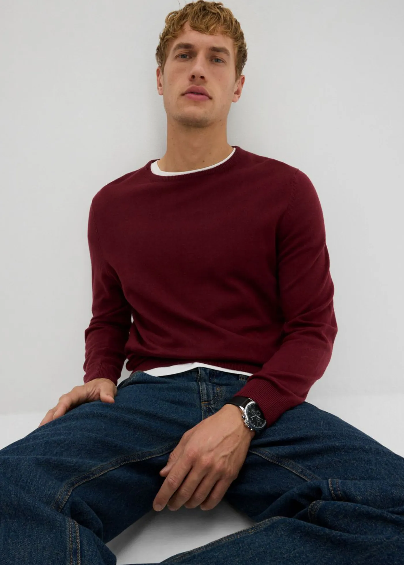 bonprix bonprix Básicos En Rebajas|Jerséis Y Cárdigans>Jersey de punto fino con lana merina de calidad mora oscuro