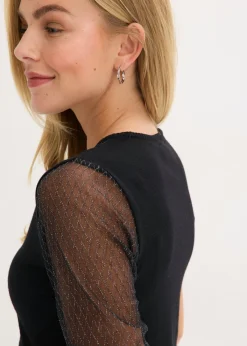 Mujer bonprix bonprix Jersey de punto fino con inserto de malla