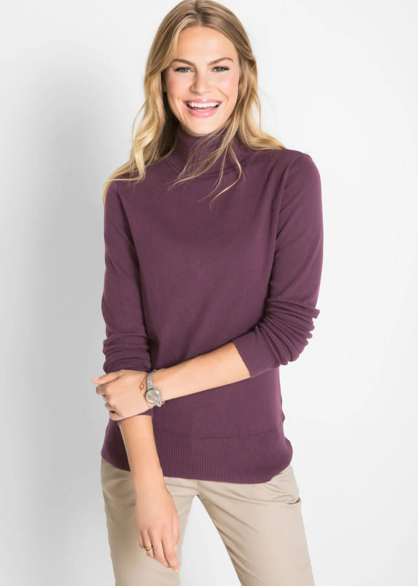 Mujer bonprix bonprix Jersey de punto fino con cuello alto