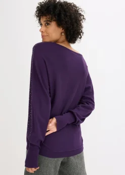 Mujer bonprix bonprix Jersey de punto fino con aplicación de piedras brillantes